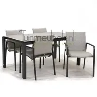 Tuinstoel Anzio dining Soft grey met GOA HPL 160 cm licht grijs