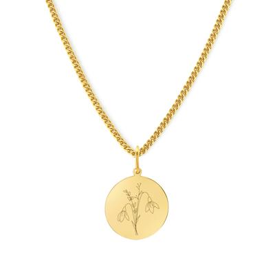 Gegraveerde geboortebloem ketting - Stainless steel - Goud - Januari - sneeuwvlokje