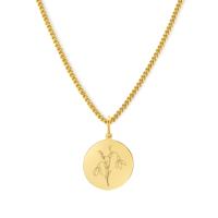 Gegraveerde geboortebloem ketting - Stainless steel - Goud - Januari - sneeuwvlokje
