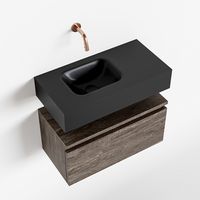 Toiletmeubel Mondiaz Andor | 60 cm | Meubelkleur Dark brown | Lex vrijhangend wastafel Urban Links | Zonder kraangat