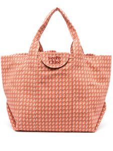 See by Chloé sac cabas imprimé à logo brodé - Orange