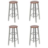 Barkrukken 4 st MDF bruin en zilver