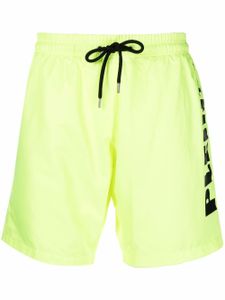 Philipp Plein short de bain à logo imprimé - Jaune