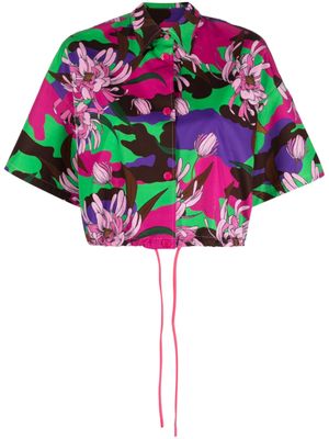 Moncler chemise crop à fleurs - Rose