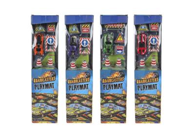 Roadblasters verkeerskleed 80x70cm met auto en accessoires