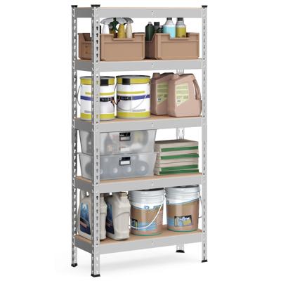 Sterke stellingkast met vijf lagen voor extra opbergruimte, Zilver / 30T x 75B x 150H cm / 1