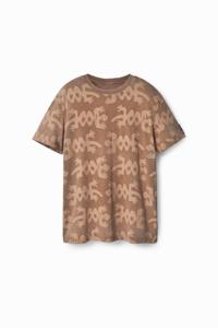 Arty T-shirt met korte mouwen en hagedissen - BROWN - S