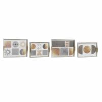 Set van trays DKD Home Decor Wit Zwart Gouden Hout MDF 40 x 30 x 6 cm (2 Stuks)