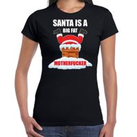 Fout Kerstshirt / outfit Santa is a big fat motherfucker zwart voor dames - thumbnail