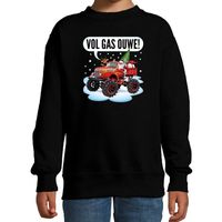 Kersttrui / sweater voor kinderen - monstertruck - vol gas - zwart - thumbnail