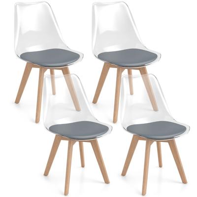 Een set van 4 Transparante Eetkamerstoelen Moderne Ghost-stoelen Zonder Armleuningen-Grijs