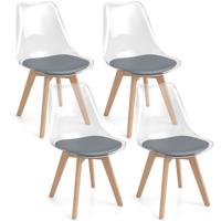 Een set van 4 Transparante Eetkamerstoelen Moderne Ghost-stoelen Zonder Armleuningen-Grijs