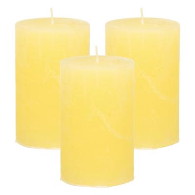 Stompkaars - 3x - geel - 5 x 8 cm - klein rustiek model - cilinderkaars - kaars