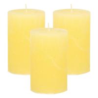 Stompkaars - 3x - geel - 5 x 8 cm - klein rustiek model - cilinderkaars - kaars