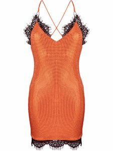 Philipp Plein robe courte à ornements en cristal - Orange