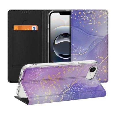 Bookcase voor Apple iPhone 16e Watercolor Paars Bookcase voor Apple iPhone 16e Watercolor Paars