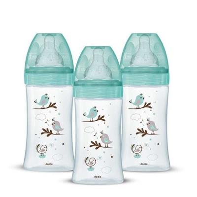 Set van 3 Dodie Anti -Color Initiation+ flessen - Glas - 270 ml - 0-6 maanden - Ronde fopspeen - Flow 2