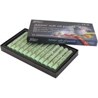 Gallery Oliepastel, L: 7 cm, d 11 mm, dikte 11 mm, lichtgroen, 12 stuk/ 1 doos