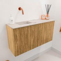 Toiletmeubel Mondiaz Joya Dlux | 80 cm | Meubelkleur Oak | Faye wastafel Nata Wasbak Links | Zonder kraangat(en)