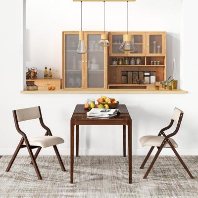 2-delige set Eetkamerstoelen met Gestoffeerde Zittingen & Massief Houten Frame Klapstoelen Bruin