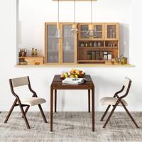 2-delige set Eetkamerstoelen met Gestoffeerde Zittingen & Massief Houten Frame Klapstoelen Bruin