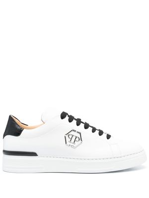 Philipp Plein baskets à plaque logo - Blanc
