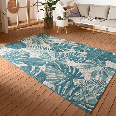 Buitenkleed Tropical Leaves - Blauw maat: 180x120cm - materiaal: Polypropyleen - Dekbed-Discounter.nl