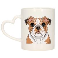 Cadeau mok voor honden liefhebbers - Engelse Buldog - hartje - Cartoon - keramiek - 300 ml