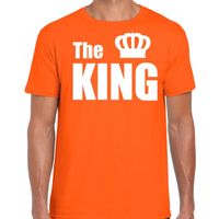 The king fun t-shirt oranje met witte tekst en witte kroon voor heren Koningsdag / Holland 2XL  -