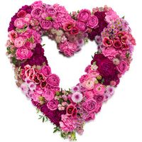 Rouwarrangement open hart vorm roze bloemen - thumbnail