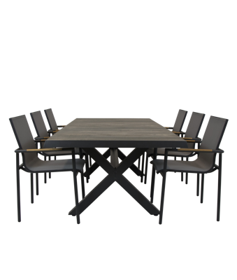 Qopps Admiral tafel 224 x 104 Antraciet met Tuinstoel Tulsi