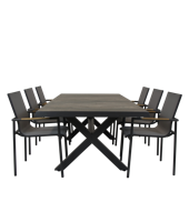 Qopps Admiral tafel 224 x 104 Antraciet met Tuinstoel Tulsi