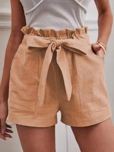 Casual Cotton And Linen Plain Regular Fit Shorts