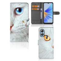 OPPO A17 | Telefoonhoesje | Met pasjeshouder | Witte Kat