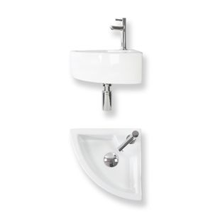 Fonteinset Baseline hoek keramiek 32x32x13 cm wit glans