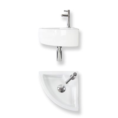 Fonteinset Baseline hoek keramiek 32x32x13 cm wit glans