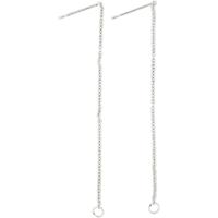 Creativ Company Oorbellen van ketting, l: 70 mm, verzilverd, 1 paar