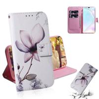 Magnolia bloem patroon gekleurde tekening horizontale Flip lederen case voor Huawei P30 met houder & card slots & portemonnee