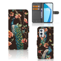 OnePlus 9 Telefoonhoesje met Pasjes Pauw met Bloemen - thumbnail