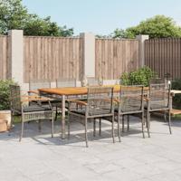9-delige Tuinset met kussens poly rattan grijs