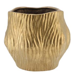 Bloempot/plantenpot organisch model Multan - goud - D25 x H22 cm - binnen