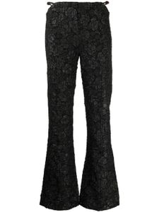 GANNI pantalon en jacquard à coupe évasée - Noir