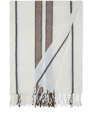 Brunello Cucinelli serviette en lin à rayures - Blanc