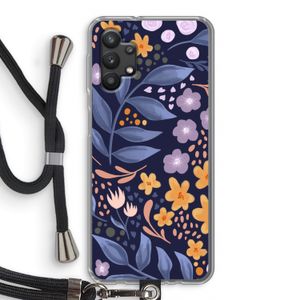 Flowers with blue leaves: Samsung Galaxy A32 5G Transparant Hoesje met koord
