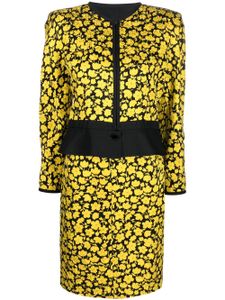 Valentino Garavani Pre-Owned ensemble veste-robe en soie à fleurs (années 1980) - Noir