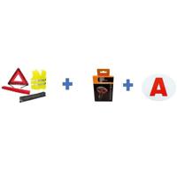 Veiligheidspakket - HTC-UITRUSTING - Jonge bestuurders - 1 veiligheidsvest + 1 driehoek, 1 FM-zender, 1 elektrostatische schijf