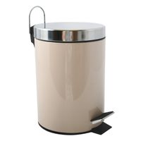 Prullenbak/pedaalemmer - metaal - beige - 3 liter - 17 x 25 cm - Badkamer/toilet - thumbnail