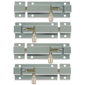 AMIG schuifslot/plaatgrendel - 4x - aluminium - 15cm - wit - incl schroeven - deur - raam