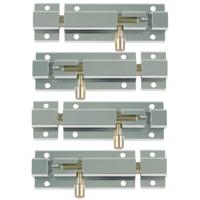 AMIG schuifslot/plaatgrendel - 4x - aluminium - 15cm - wit - incl schroeven - deur - raam