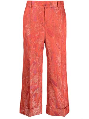 Alberto Biani pantalon court à motif en jacquard - Rouge